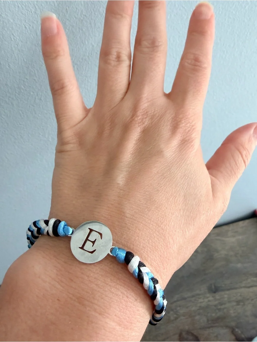 🍭6/$30 Personalized Blue Braided Initial Bracelet - Letter E